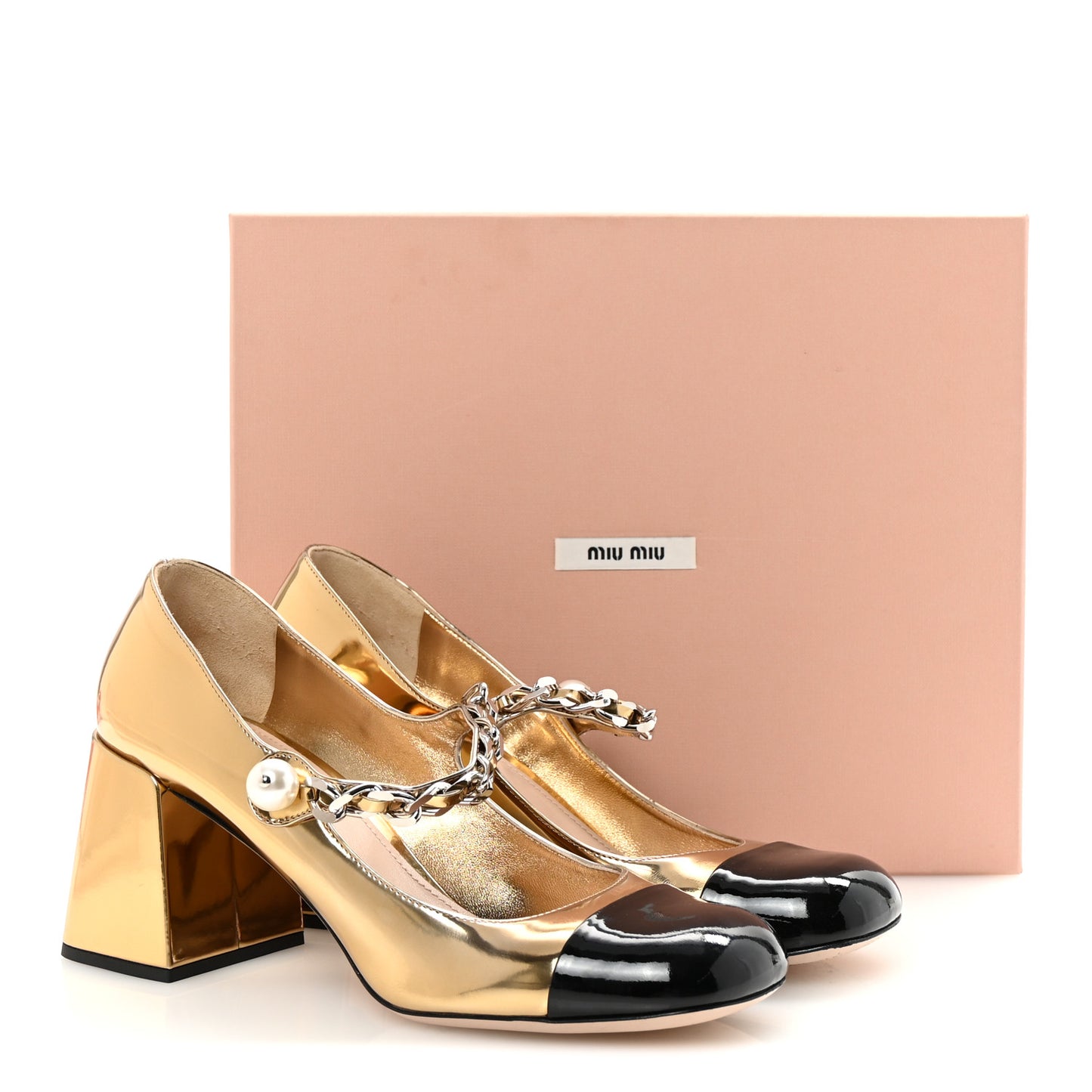 Metallic Patent Colorblock Mary Jane Pumps 40 Platino Black