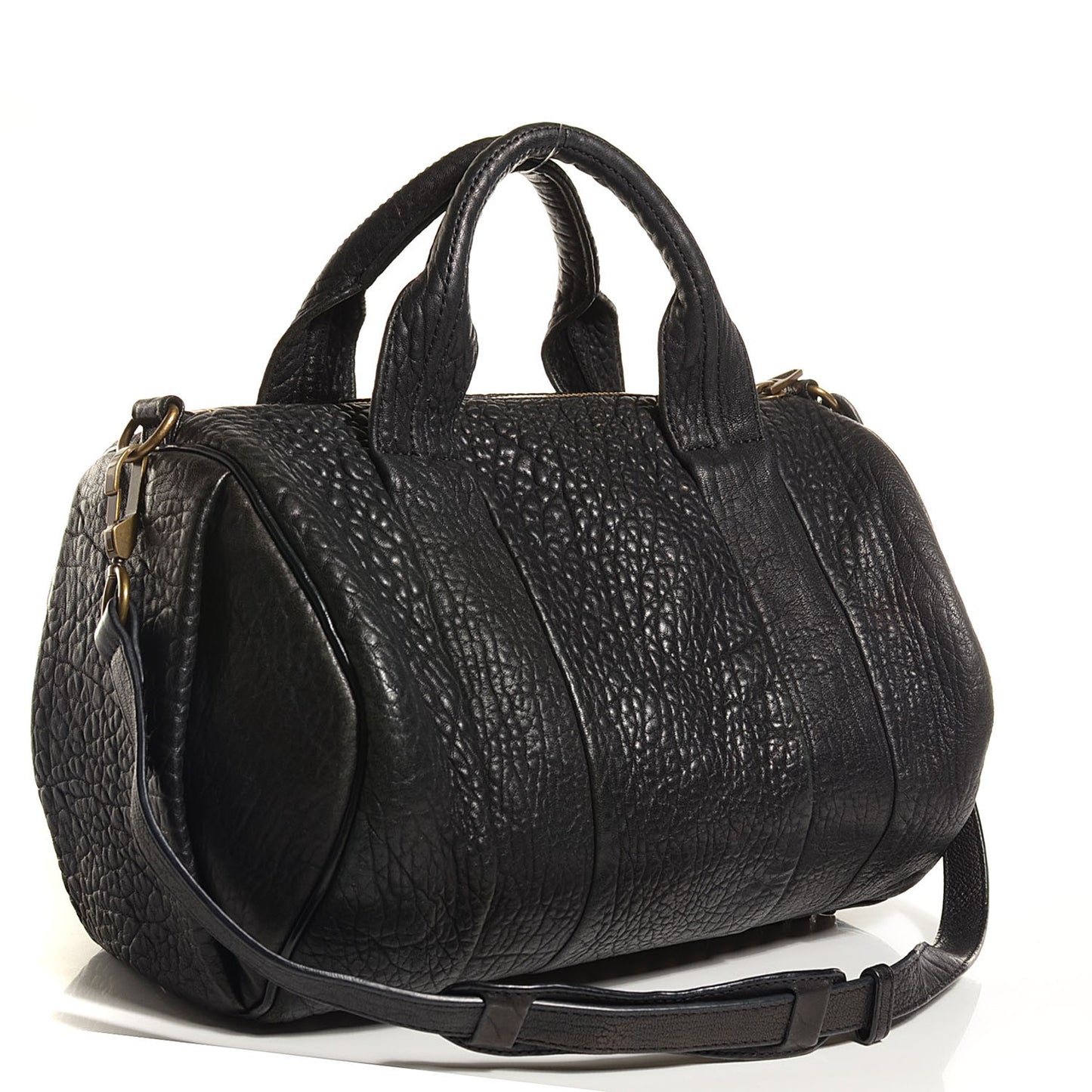 Pebbled Lambskin Rocco Black Antique Brass Hardware