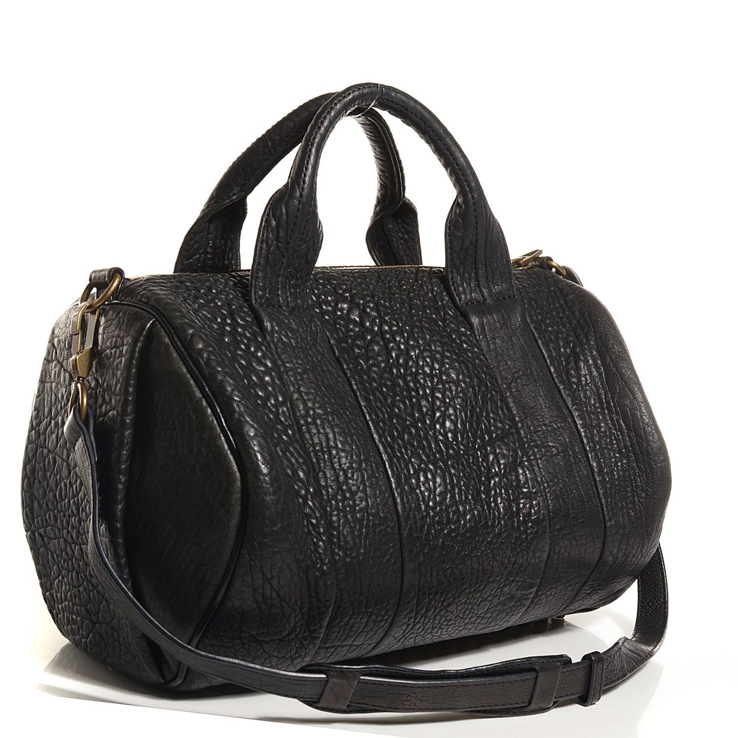 Alexander Wang Pebbled Lambskin Rocco Black Antique Brass Hardware 3 of 9