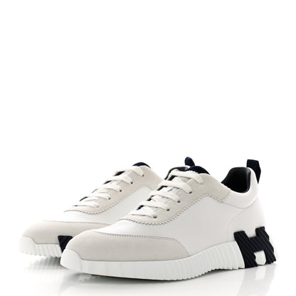 Hermes Technical Canvas Suede Goatskin Bouncing Sneakers 41 White 3 of 9