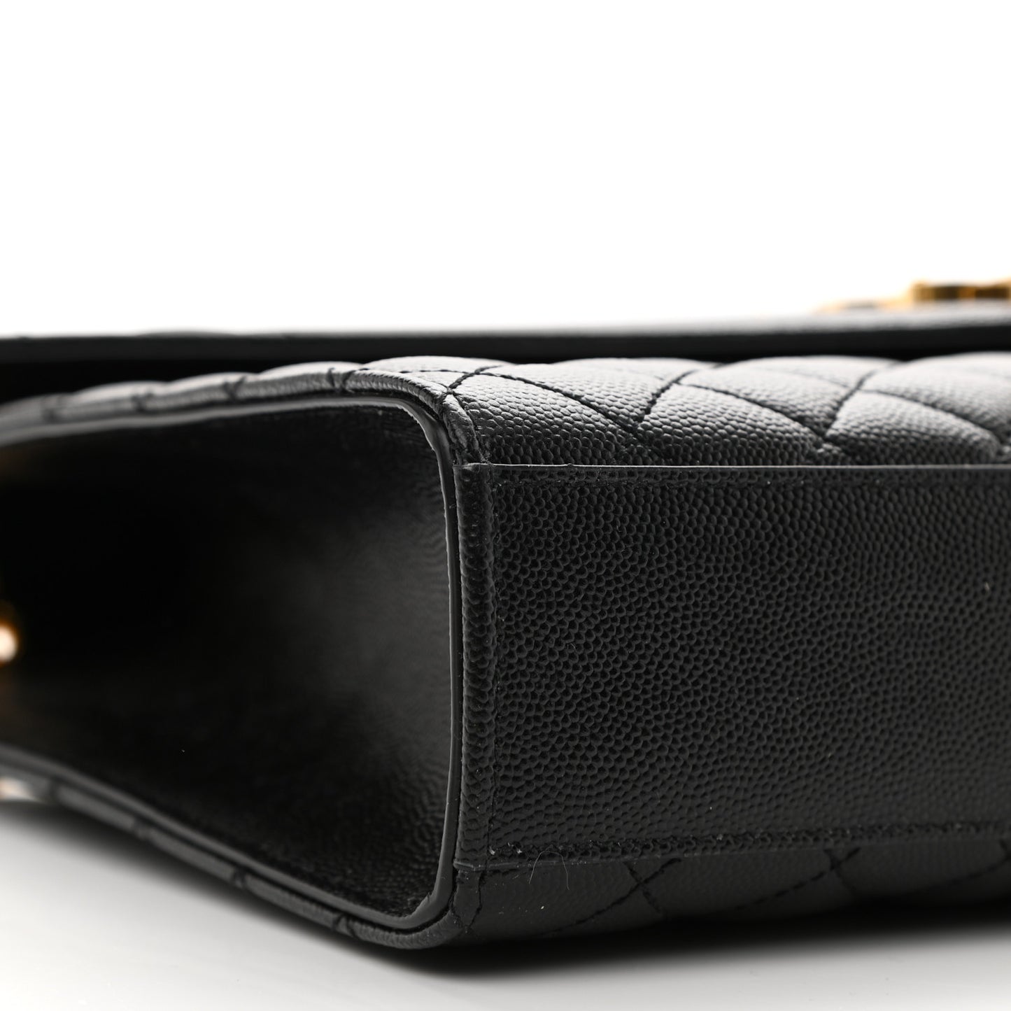 Grain De Poudre Textured Mixed Matelasse Large Triquilt Monogram Satchel Black