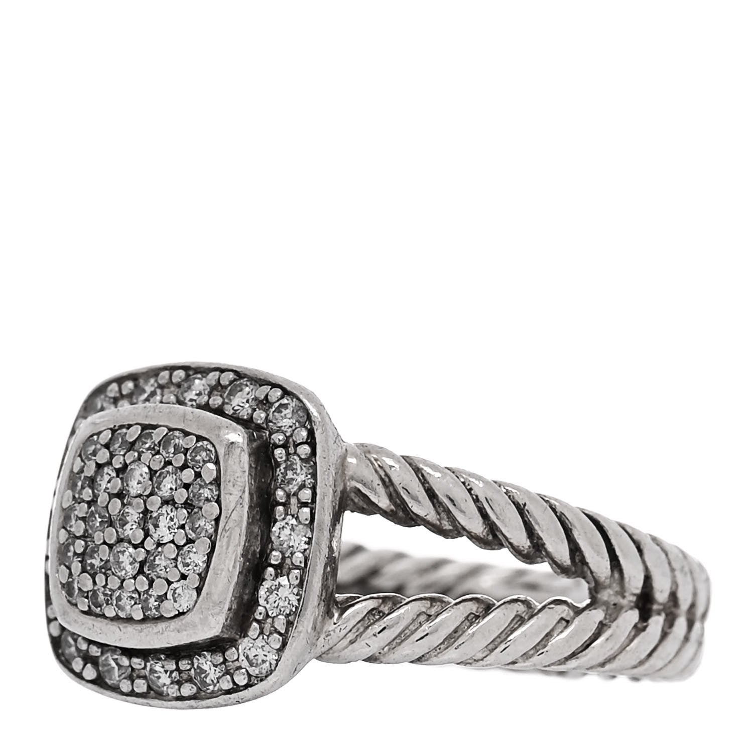 David Yurman Sterling Silver Diamond 7mm Petite Albion Pave Ring 52 6 3 of 5