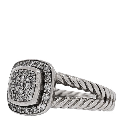 David Yurman Sterling Silver Diamond 7mm Petite Albion Pave Ring 52 6 3 of 5