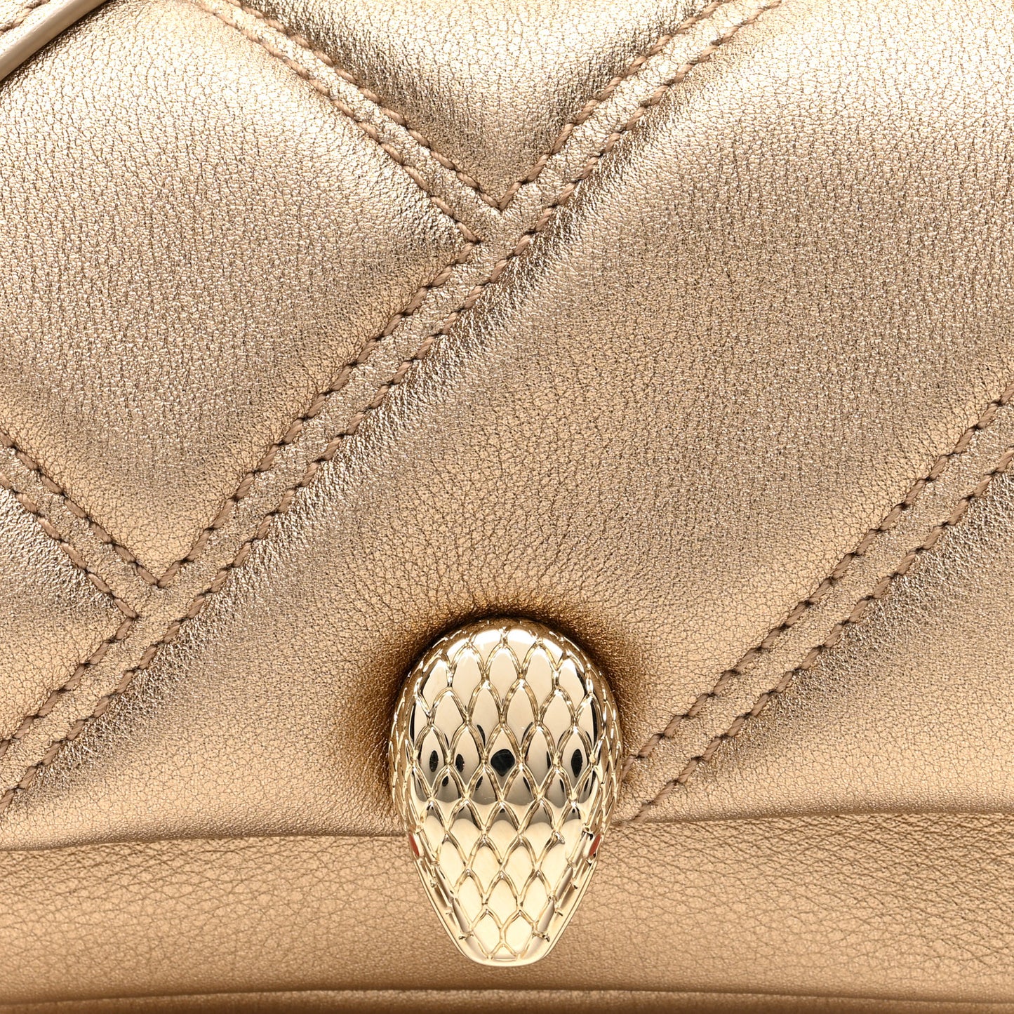 Metallic Calfskin Serpenti Cabochon Micro Bag Gold