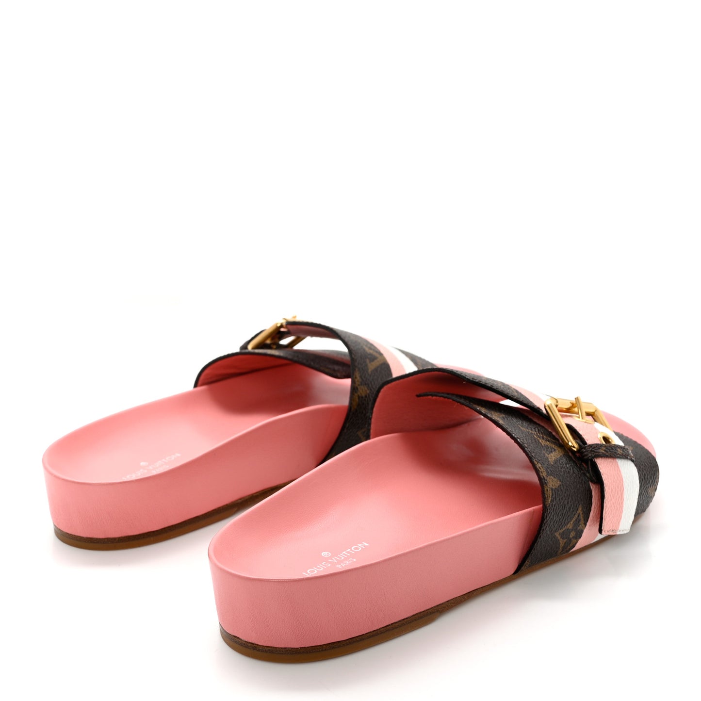 Patent Monogram Bom Dia Flat Mule 37.5 Rose White