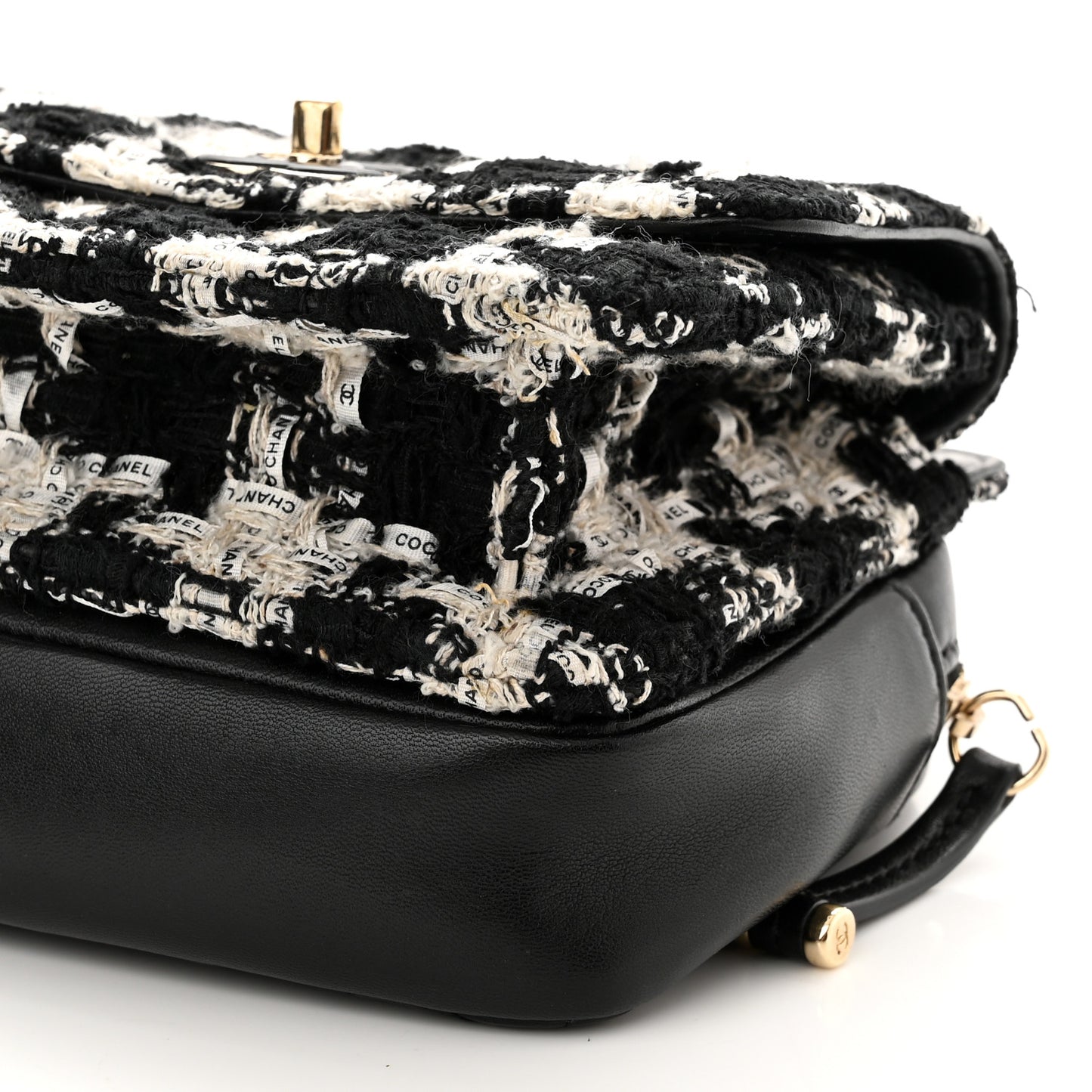 Tweed Lambskin Quilted Flap Black Ecru White