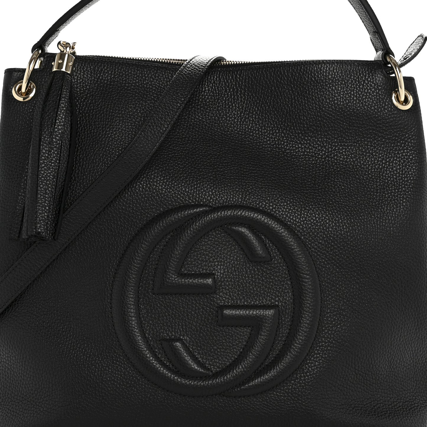 Pebbled Calfskin Large Soho Hobo Black