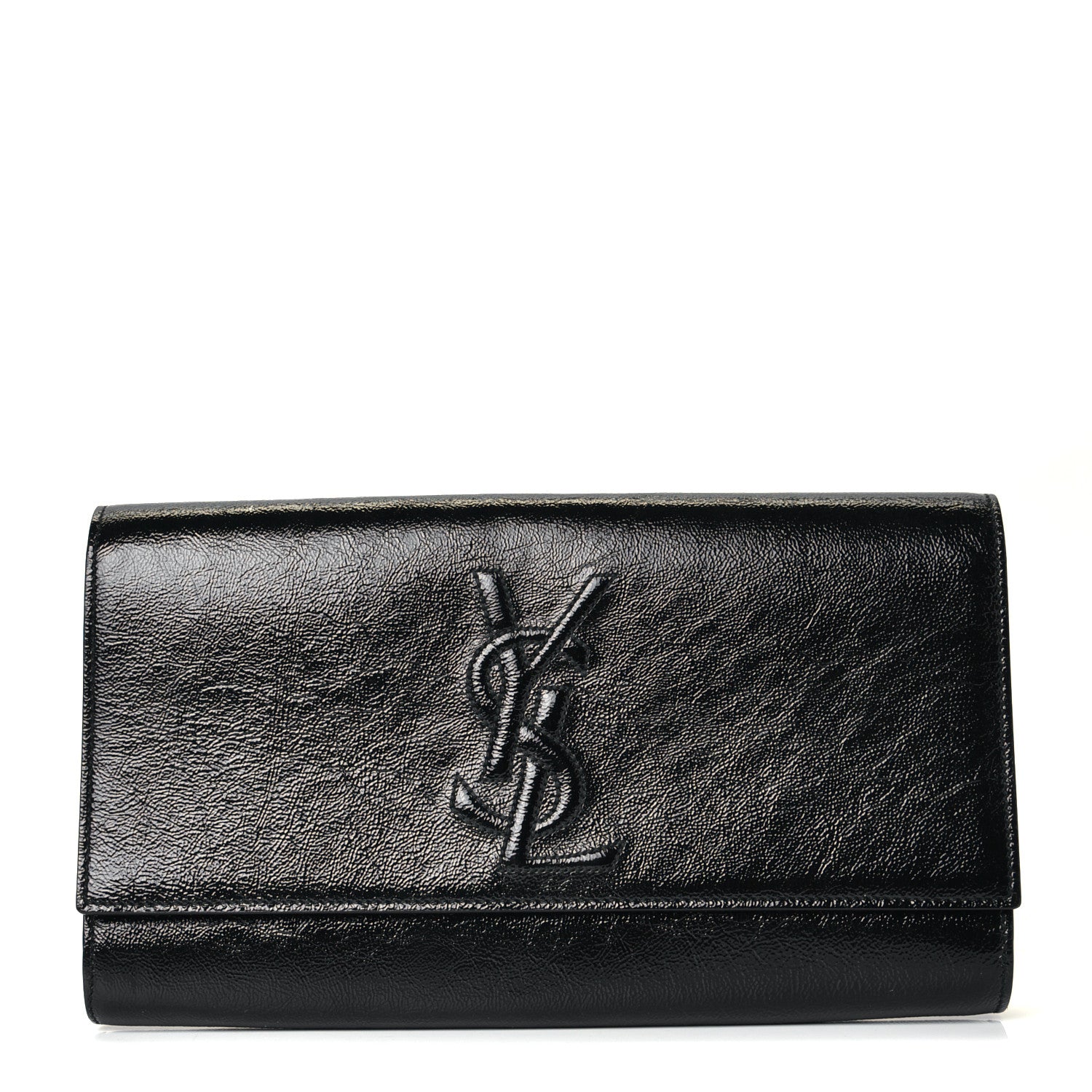 Saint Laurent Textured Patent Monogram Large Belle De Jour Clutch Black 1 of 4