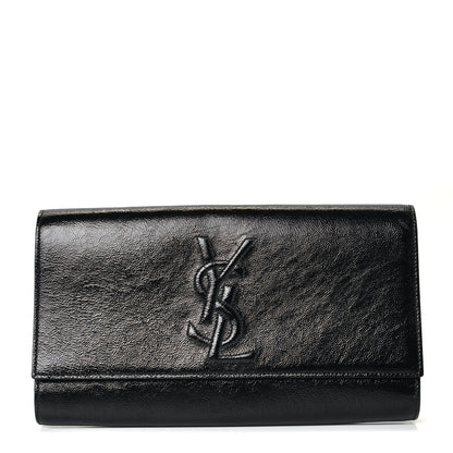 Saint Laurent Textured Patent Monogram Large Belle De Jour Clutch Black 1 of 4