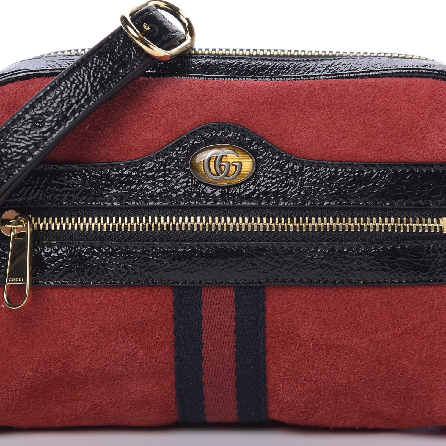 Gucci Suede Patent Web Mini Ophidia Shoulder Bag Red 12 of 12