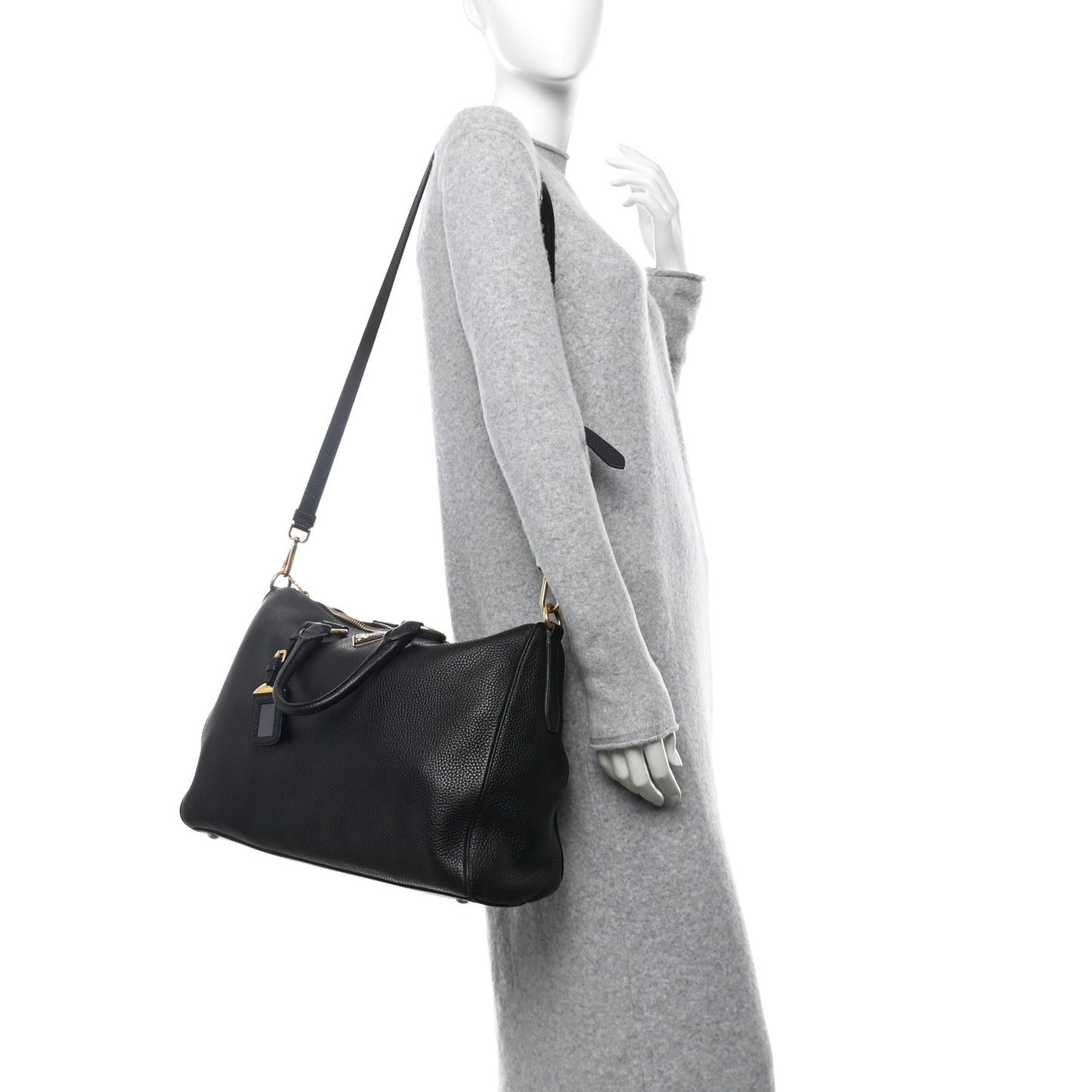 Vitello Daino Bauletto Tote Black