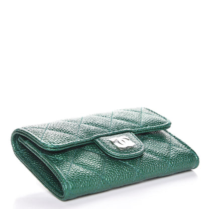 Chanel Metallic Caviar Quilted Card Holder Green 13 of 18