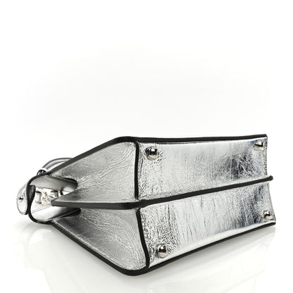 Fendi Rock Millenium Laminata Small Peekaboo I SEE U Satchel Argento 3 of 8
