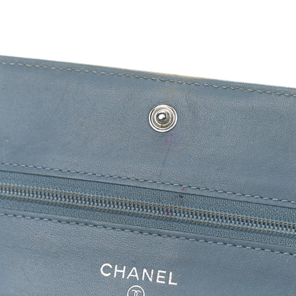 Chanel Caviar Timeless CC Wallet On Chain WOC Light Blue 10 of 16