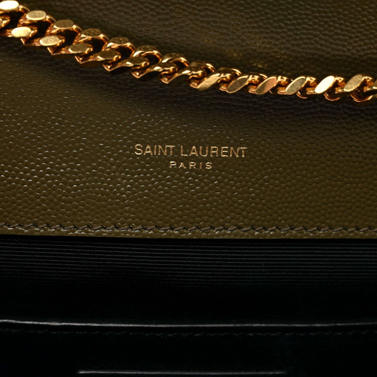 Saint Laurent Grain De Poudre Textured Mixed Matelasse Triquilt Small Monogram Satchel Dark Green 8 of 10