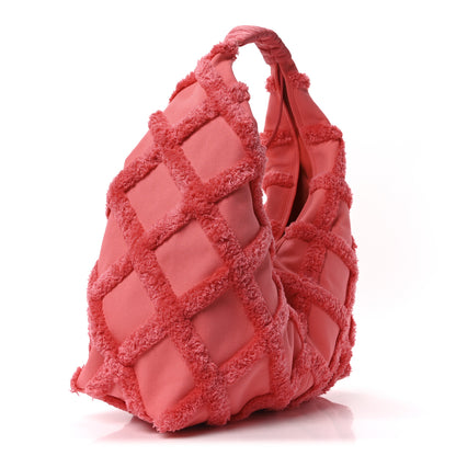 Chanel Cotton Canvas Large CC Embrace Hobo Coral 4 of 13