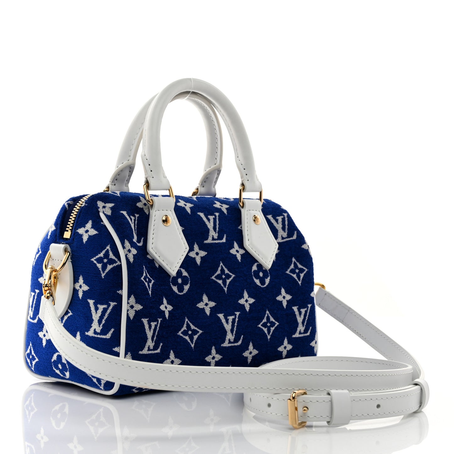 Jacquard Velvet Monogram LV Match Speedy Bandouliere 20 Blue