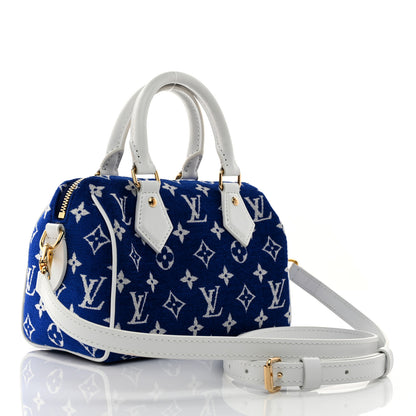 Louis Vuitton Jacquard Velvet Monogram LV Match Speedy Bandouliere 20 Blue 3 of 9