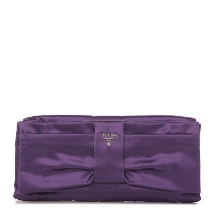 Prada Satin Rasso Bow Pochette Clutch Viola 1 of 9