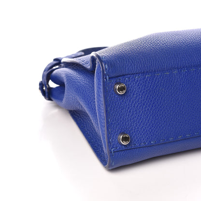 Fendi Cuoio Romano Selleria Bi-Color Medium Peekaboo Iconic Satchel Blue Neon Latte 9 of 12