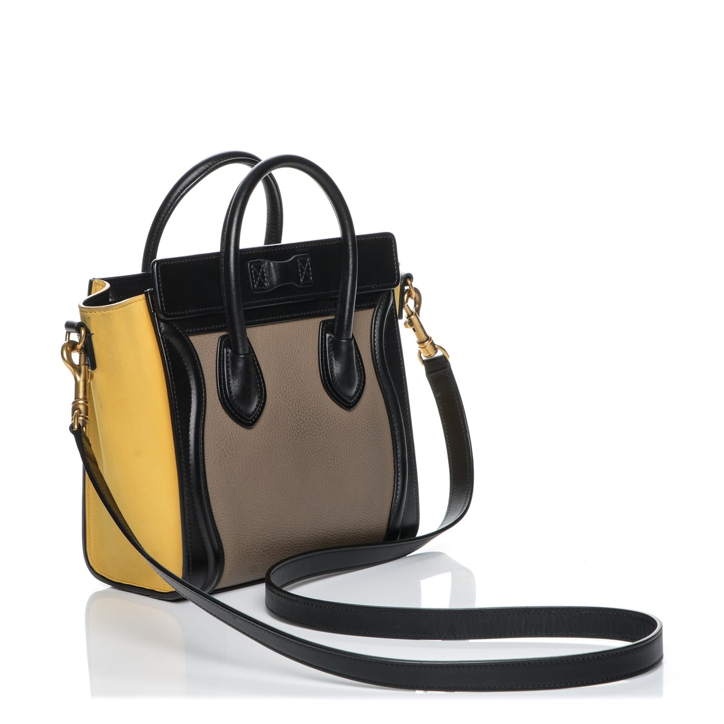 Drummed Calfskin Suede Nano Tri-Color Luggage Amber