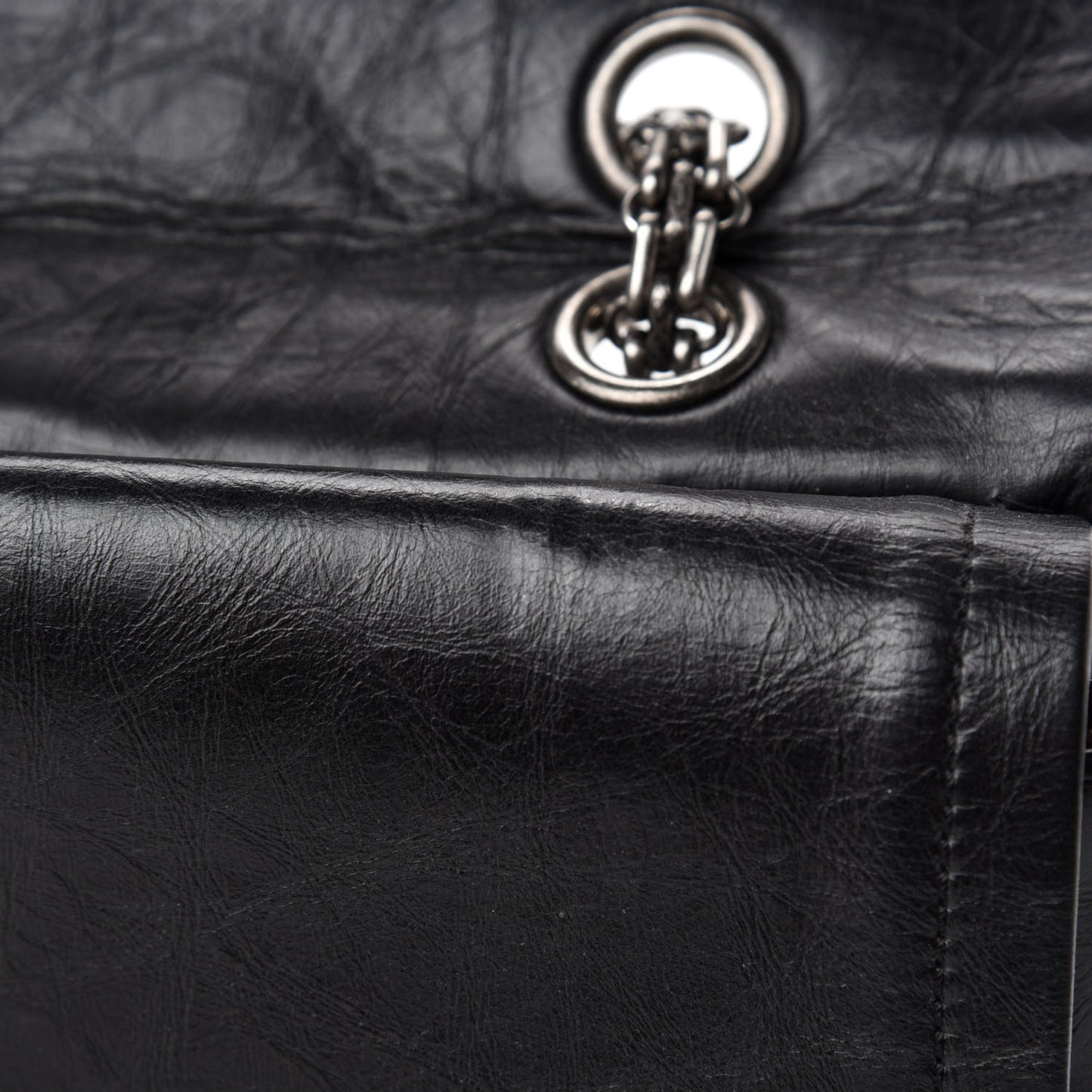 Aged Calfskin Quilted 2.55 Reissue 227 Flap Black