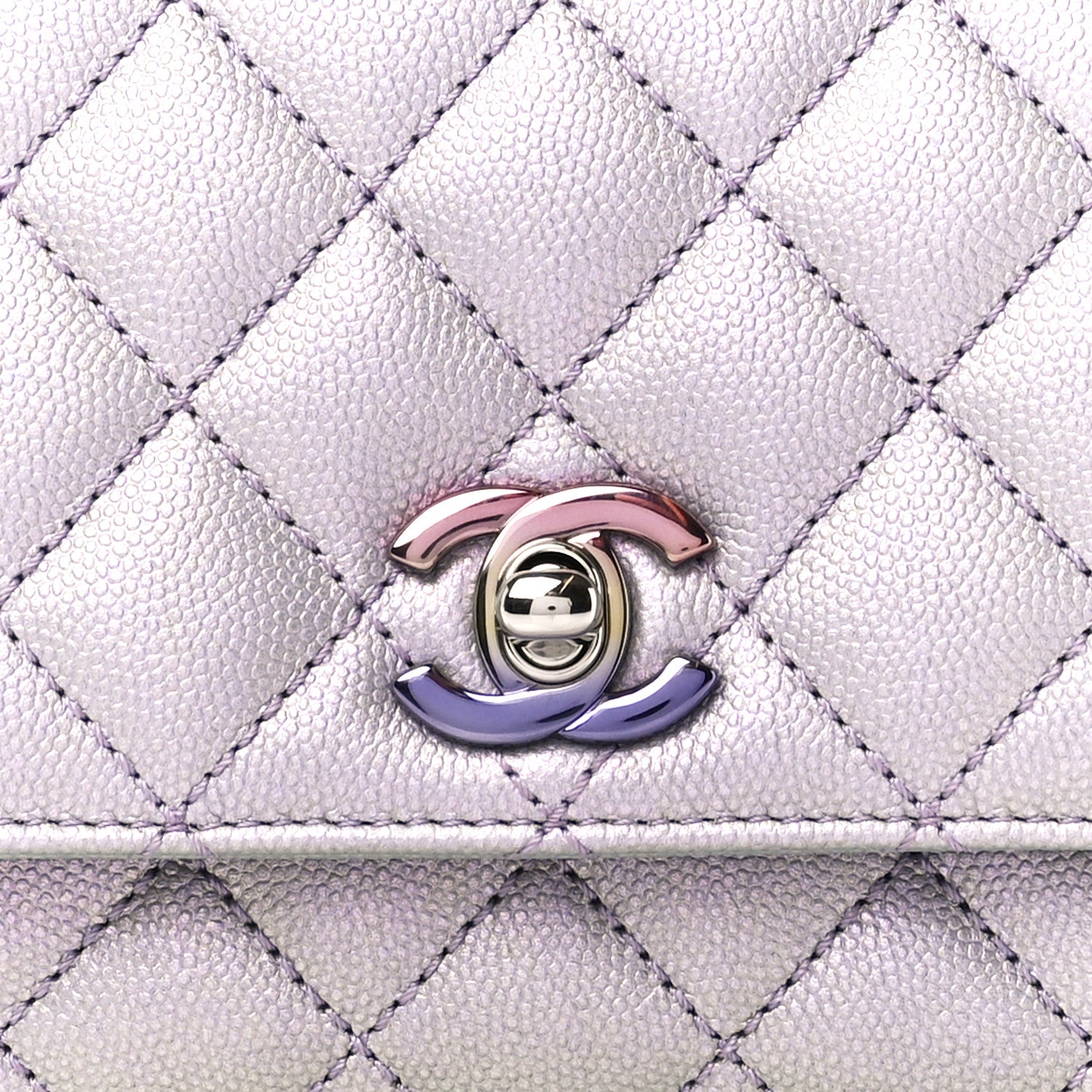 Chanel Iridescent Caviar Quilted Extra Mini Coco Handle Flap Purple 9 of 11