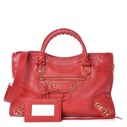 Balenciaga Chevre Gold Metallic Edge Hardware City Rouge Grenade 1 of 8