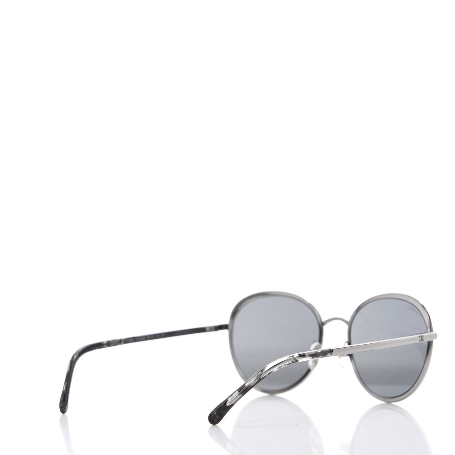 Chanel Round Spring Sunglasses 4206 Black Silver 4 of 8