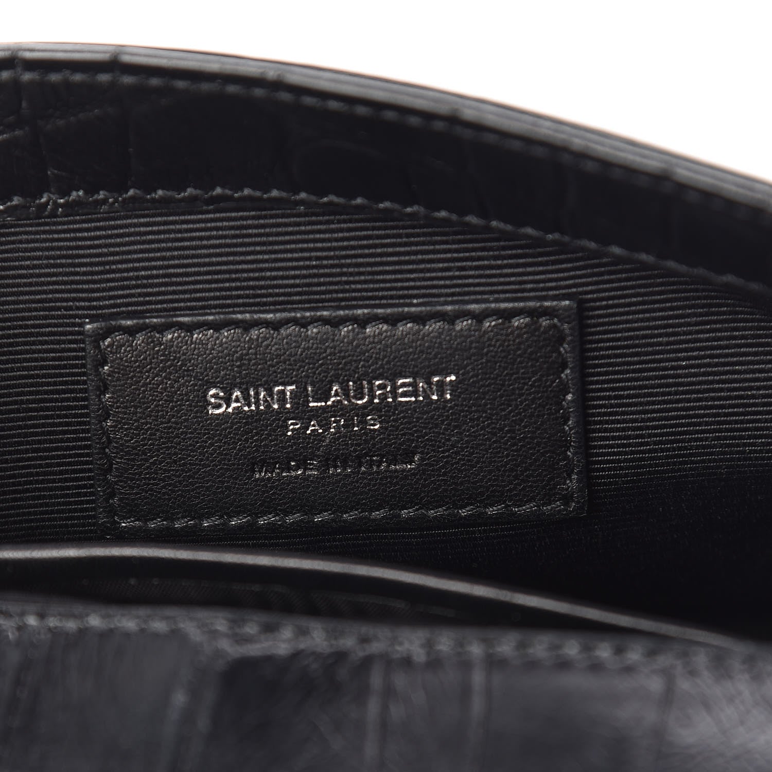 Saint Laurent Calfskin Crocodile Embossed Baby Monogram Classic Chain Bag Black 8 of 9