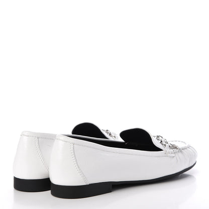 Chanel Crackled Patent Calfskin CC Chain Mocassin Loafers 39.5 White 4 of 8