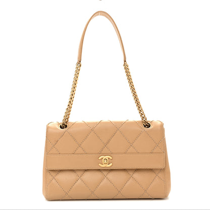 Chanel Caviar Quilted Wild Stitch Medium Single Flap Beige 1 of 13