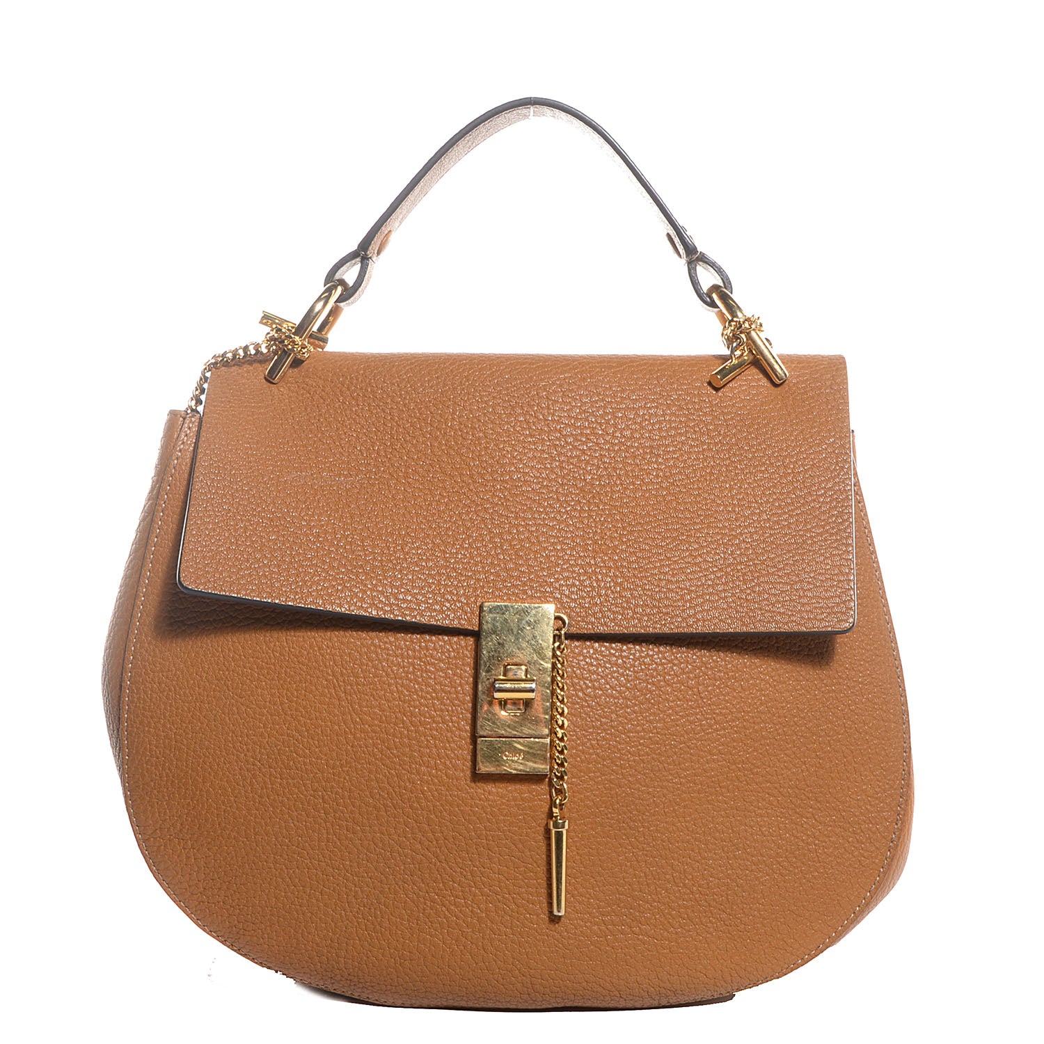 Chloe Grained Calfskin Large Drew Shoulder Bag Tan 1 of 8