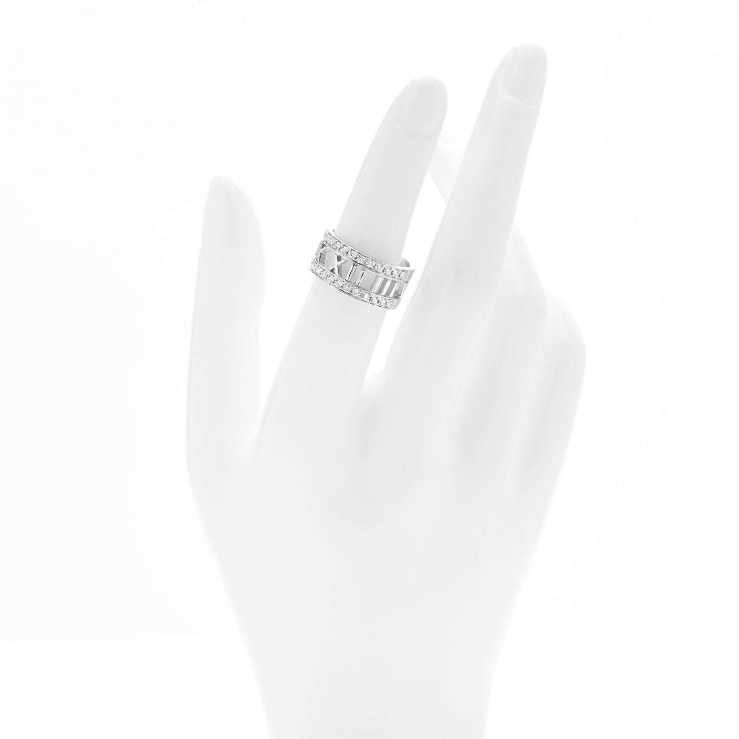 18K White Gold Diamond Wide Atlas Open Ring 51 5.75