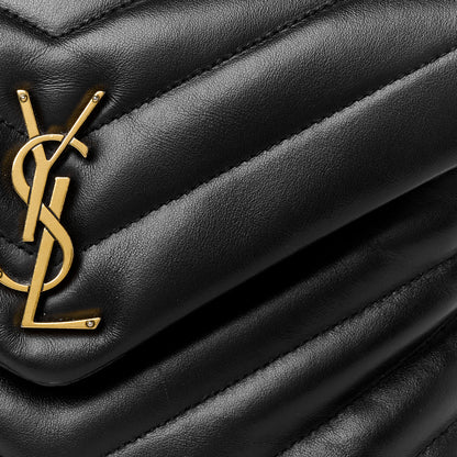 Saint Laurent Calfskin Y Quilted Monogram Small Loulou Chain Satchel Black 9 of 12