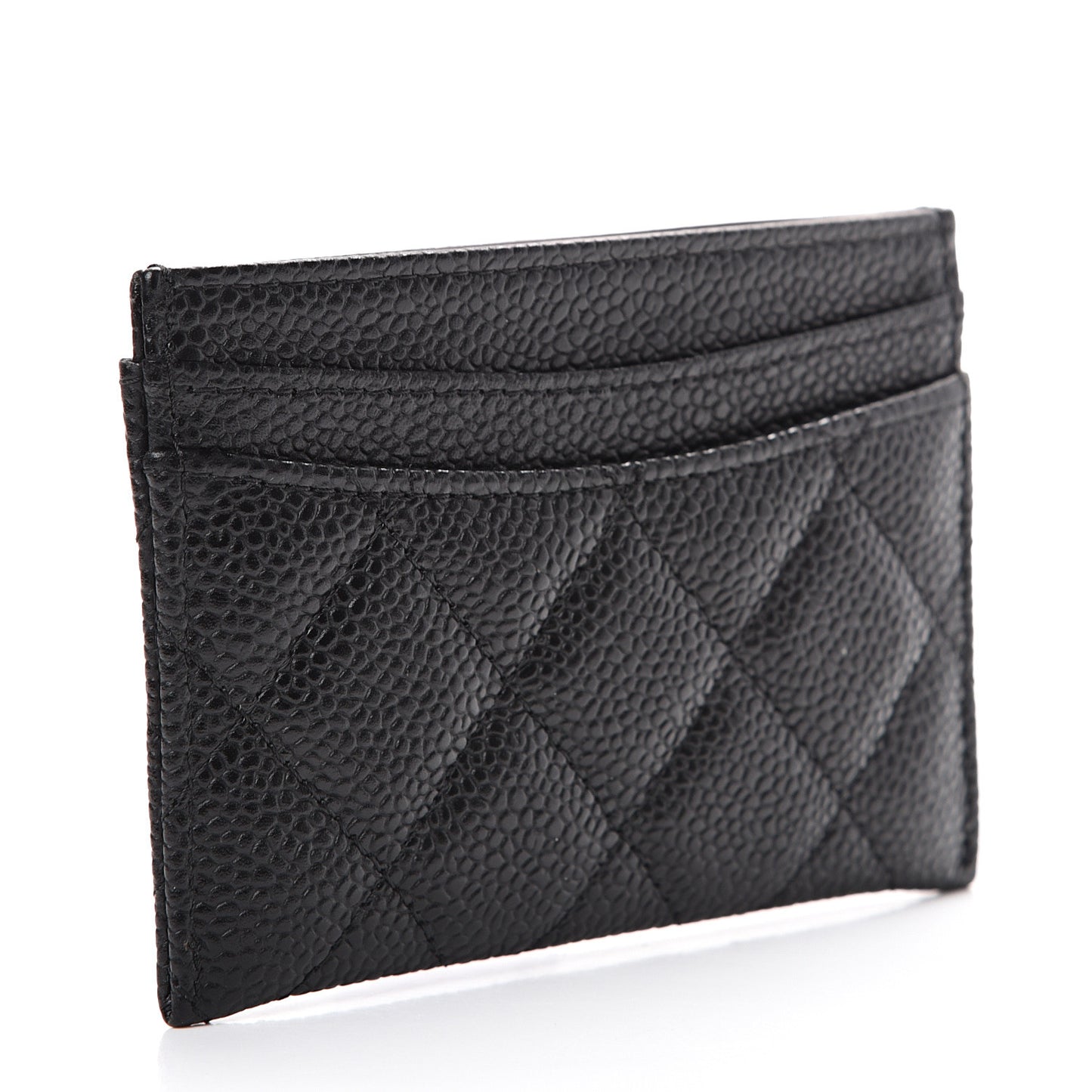 Caviar Quilted Card Holder Black