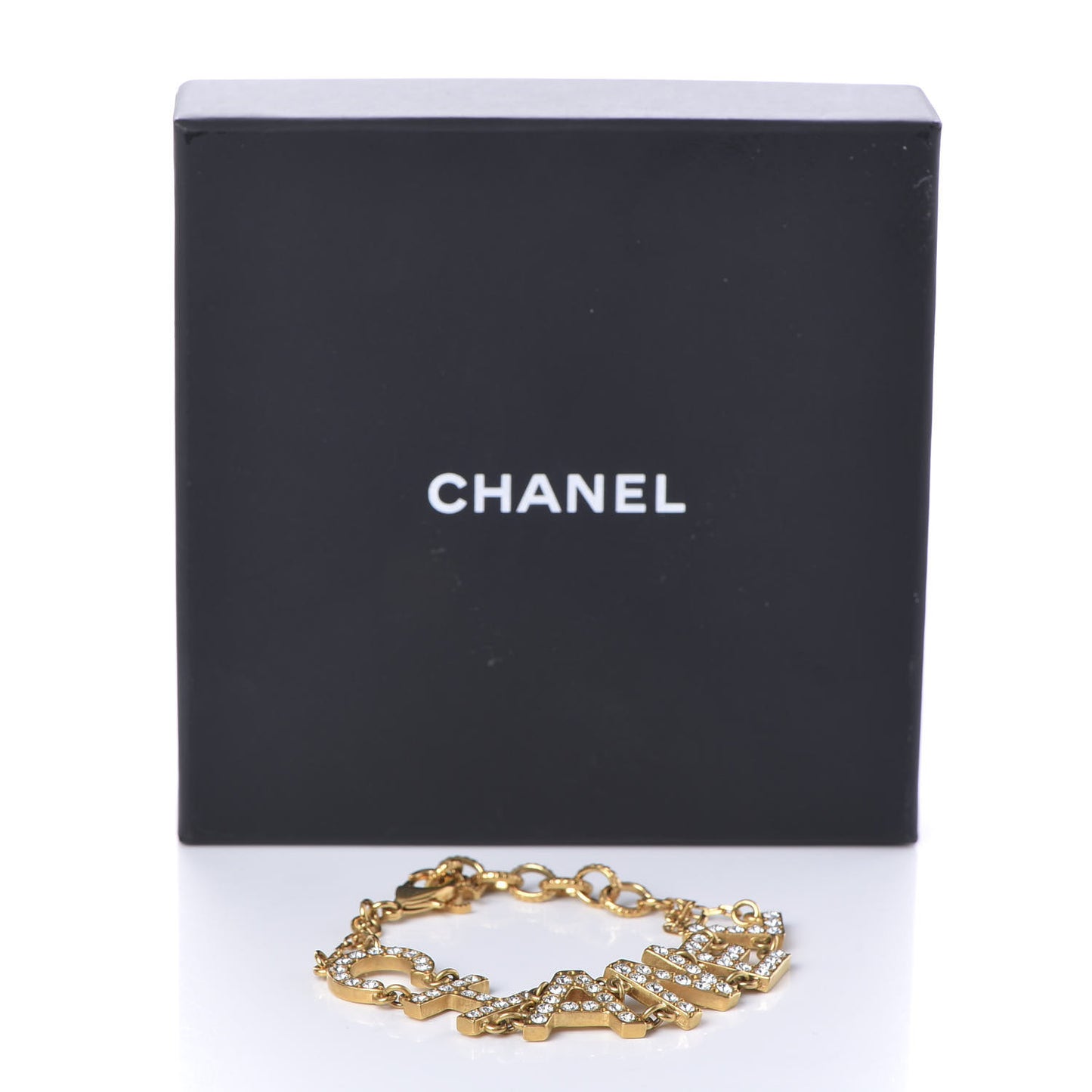 Metal Crystal 90's Icon Logo Bracelet Gold