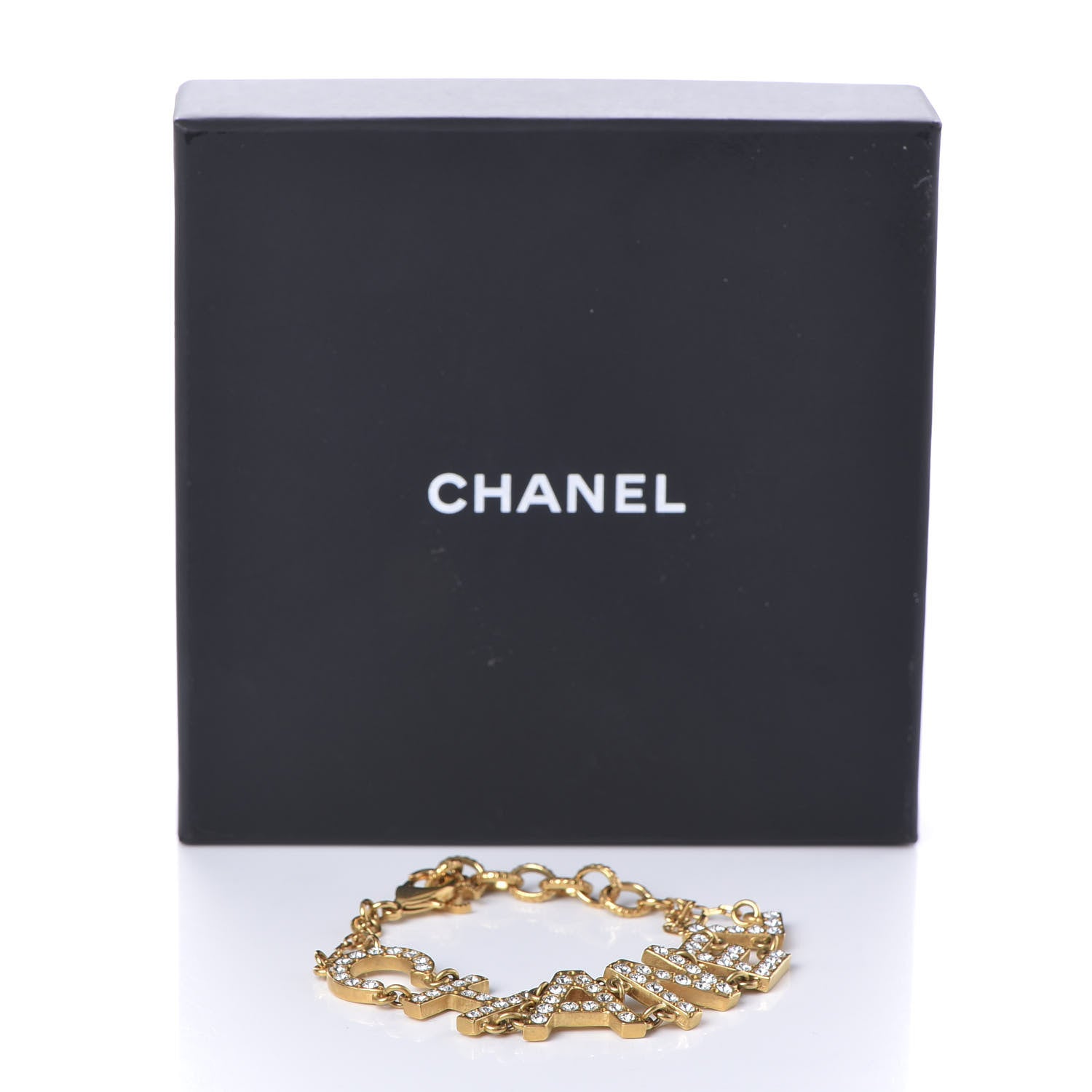 Chanel Metal Crystal 90's Icon Logo Bracelet Gold 5 of 5