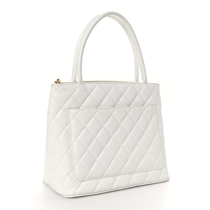 Chanel Caviar Quilted Medallion Tote White 3 of 11