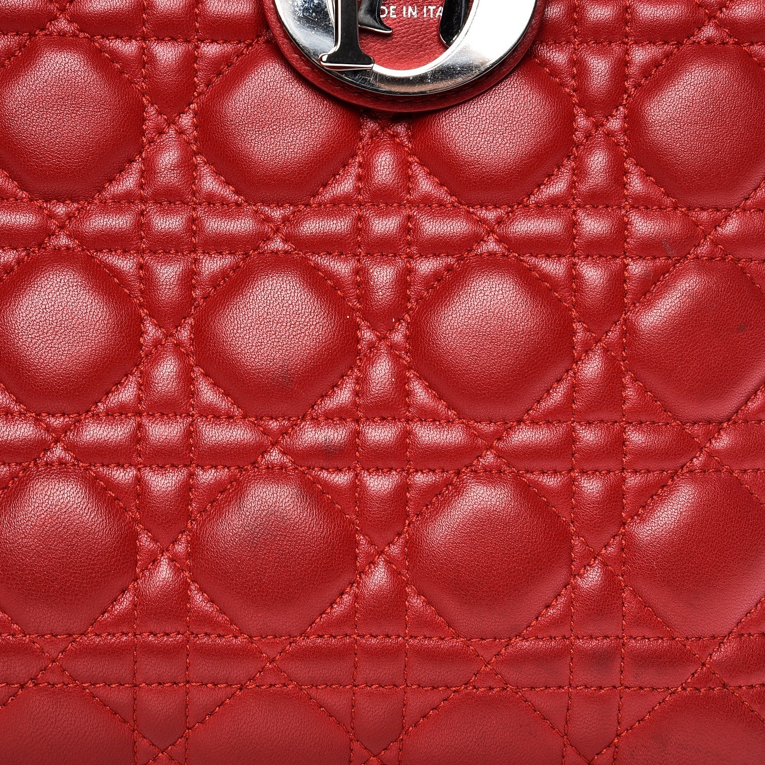 Christian Dior Vintage Lambskin Cannage Large Lady Dior Red 13 of 20