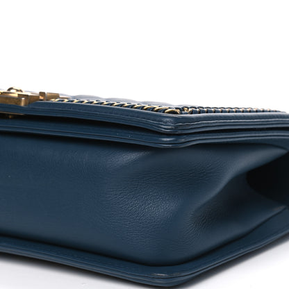 Chanel Calfskin Quilted Medium Top Handle Boy Flap Blue 9 of 13
