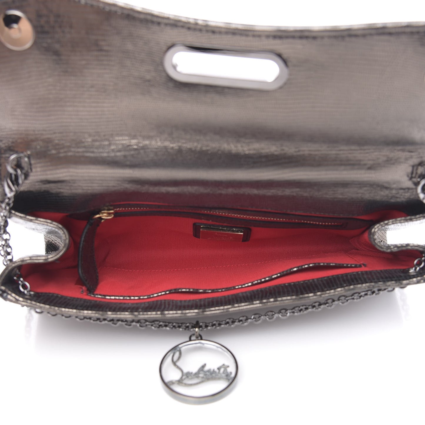 Metallic Laminato Embossed Lizard Riviera Clutch Anthracite