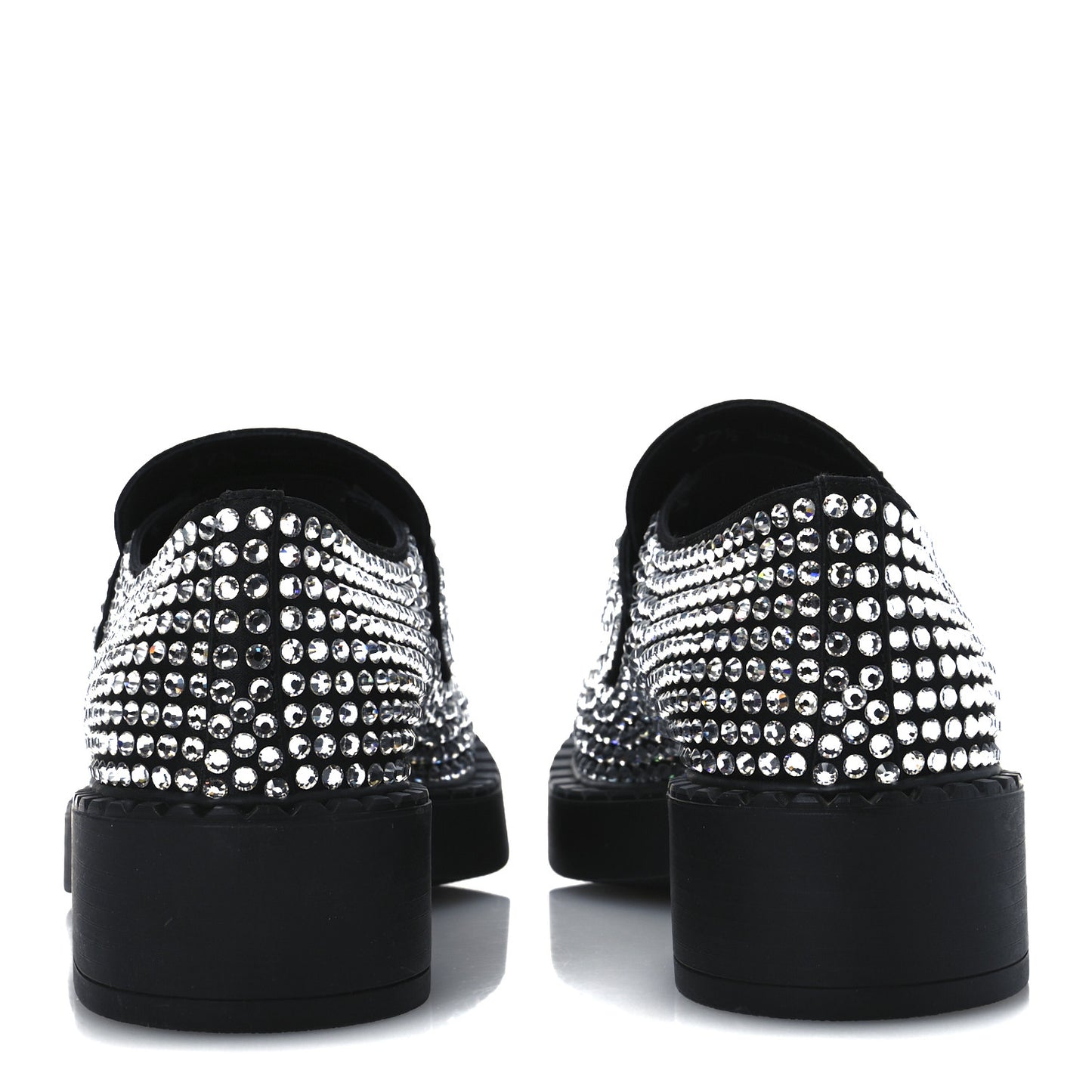 Satin Crystal Metal Triangle Logo 50mm Loafers 37.5 Cristal