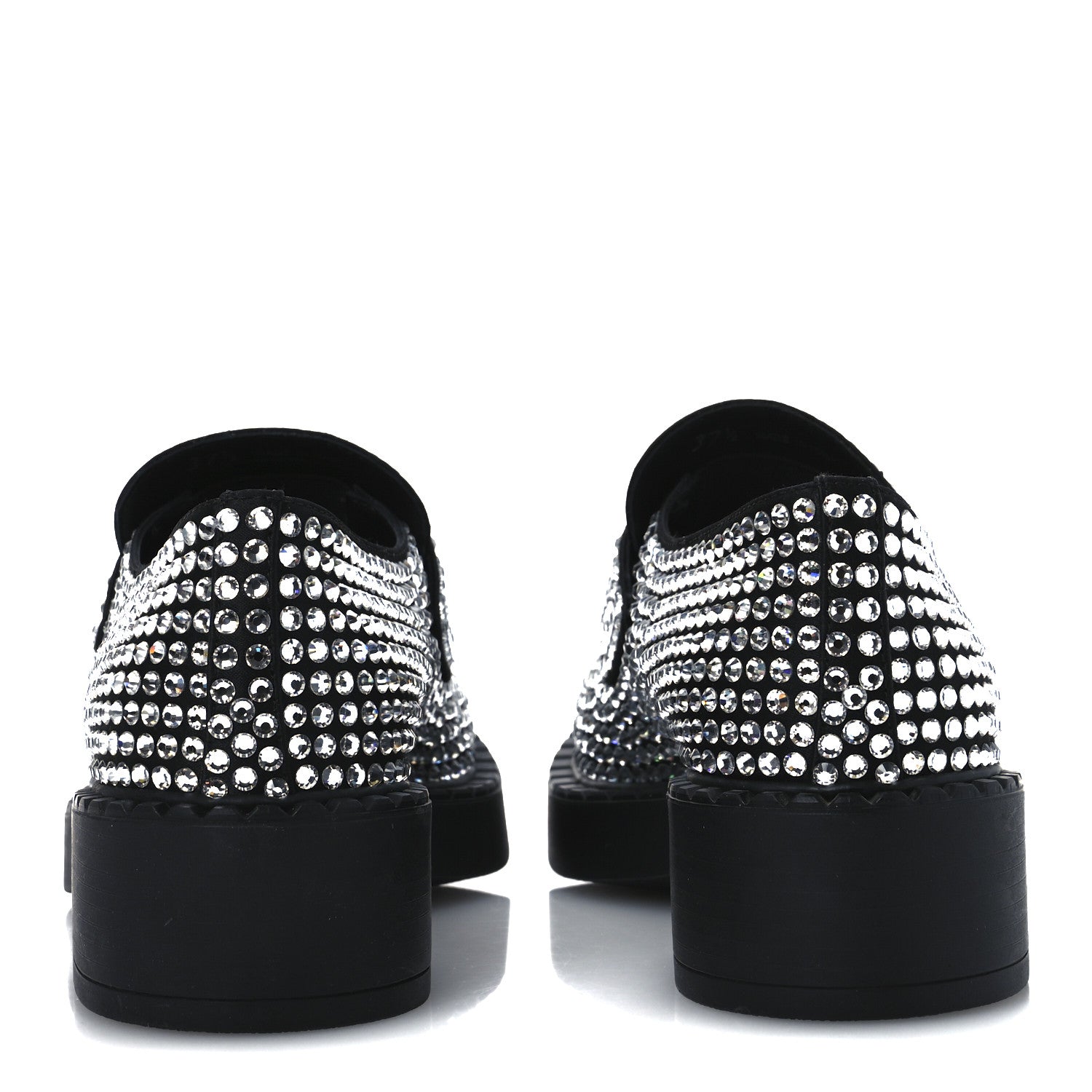Prada Satin Crystal Metal Triangle Logo 50mm Loafers 37.5 Cristal 6 of 11
