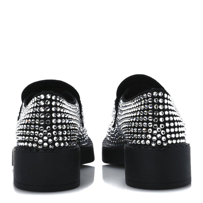 Prada Satin Crystal Metal Triangle Logo 50mm Loafers 37.5 Cristal 6 of 11