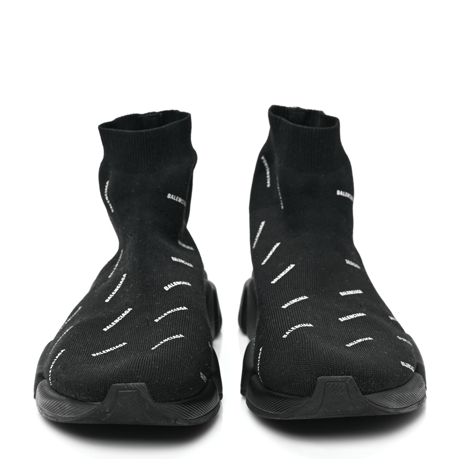 Balenciaga Neoprene Knit Allover Logo Bi-Color Sole Mens Speed Sneakers 43 Black White 2 of 7