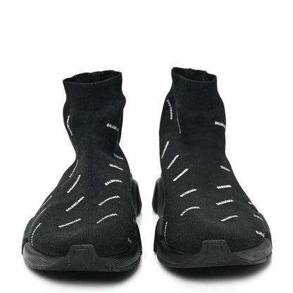 Balenciaga Neoprene Knit Allover Logo Bi-Color Sole Mens Speed Sneakers 43 Black White 2 of 7