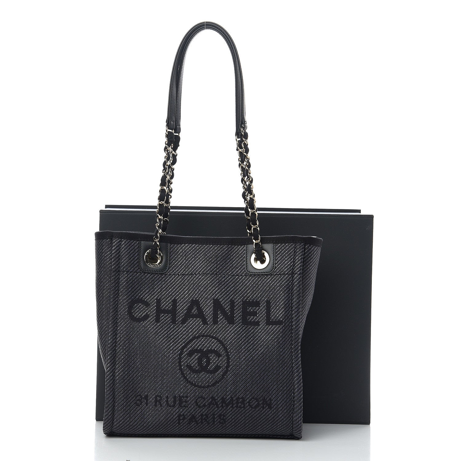 Chanel Canvas Mini Deauville Tote Black 10 of 10