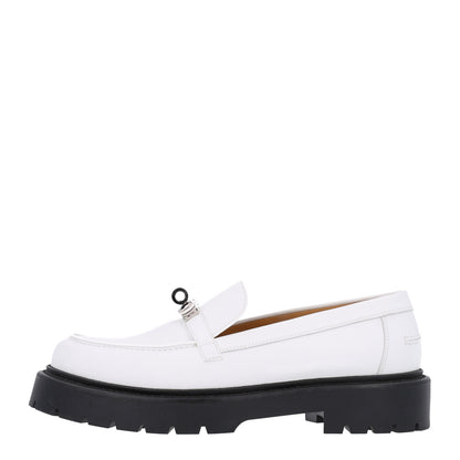 Hermes Calfskin Womens Icone Loafers 38.5 White 1 of 10