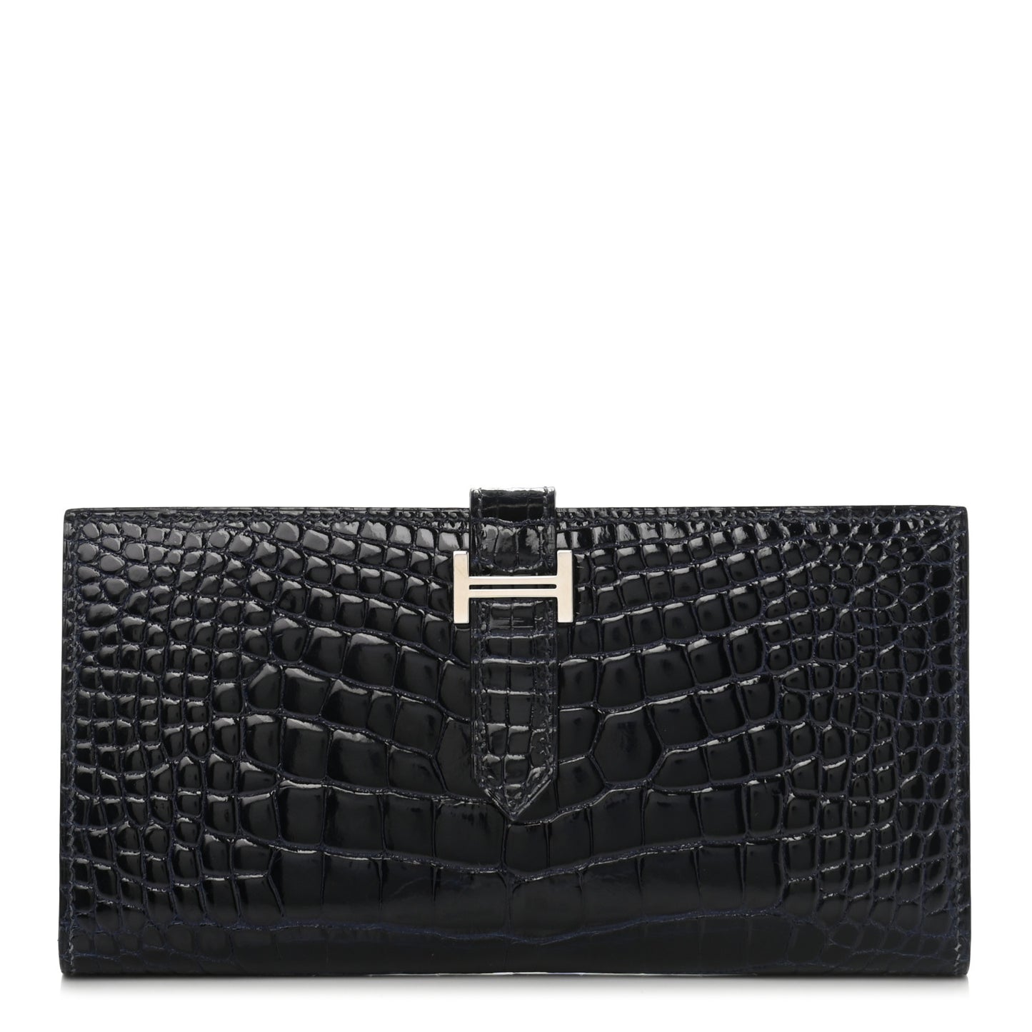 Shiny Alligator Bearn Wallet Bleu Marine
